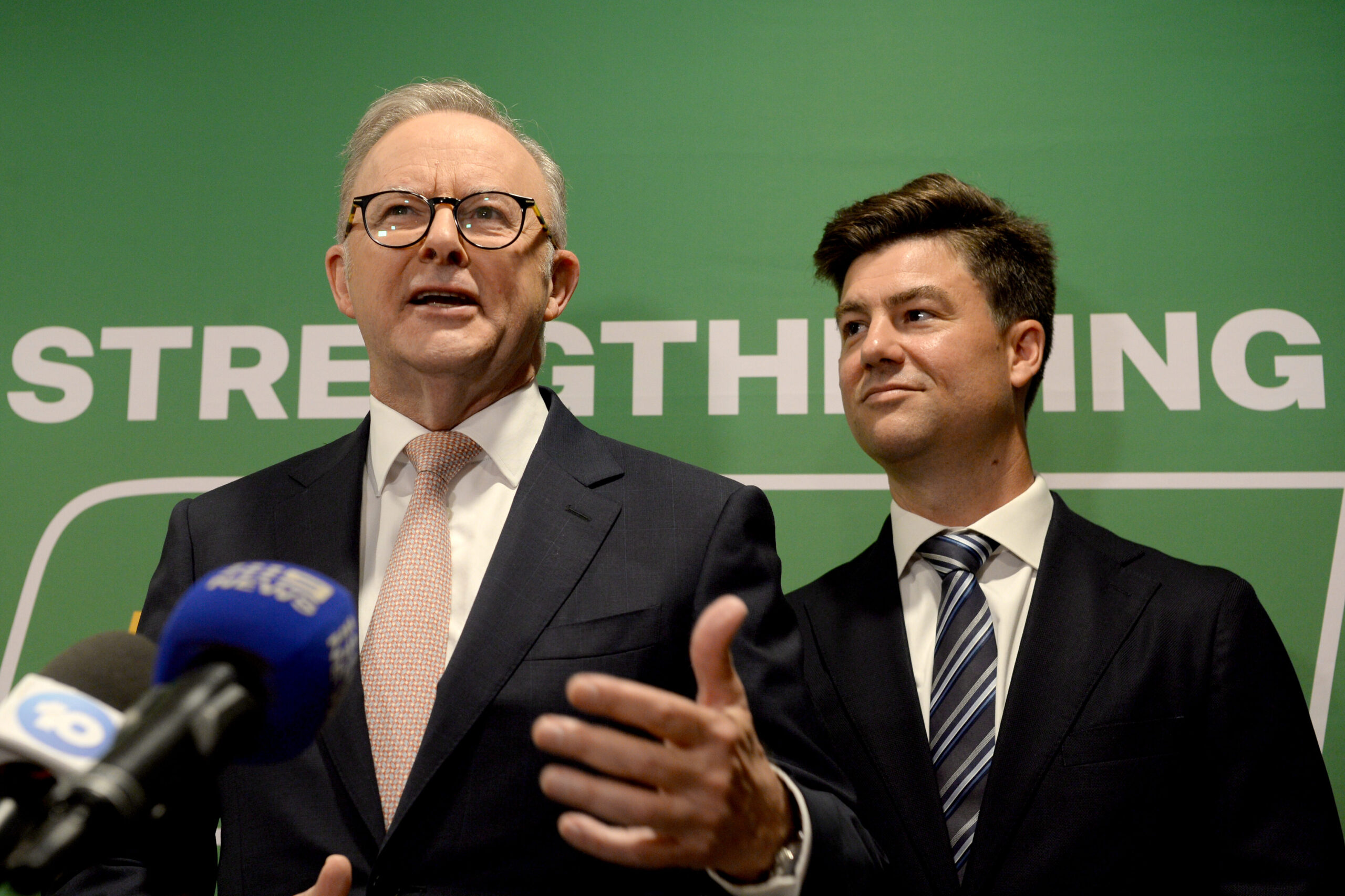 Prime Minister Anthony Albanese with Member for Hawke, Sam Rae, at Urgent Care Clinic at the Goonawarra Medical Centre in Sunbury. 